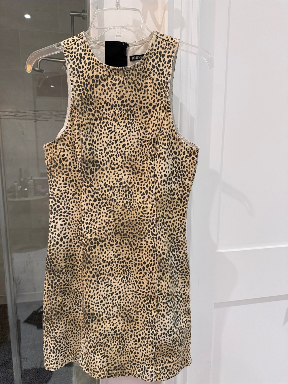 Alexander Wang Leopard Print Sleeveless Mini Dress in Tan and Black